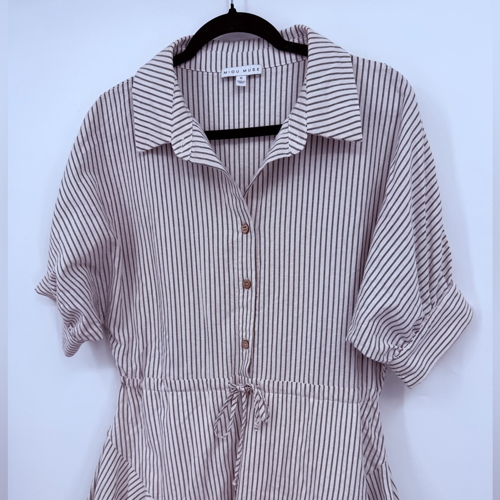 Miou Muse Striped Button Front Babydoll Dress Size S - Picture 3 of 7